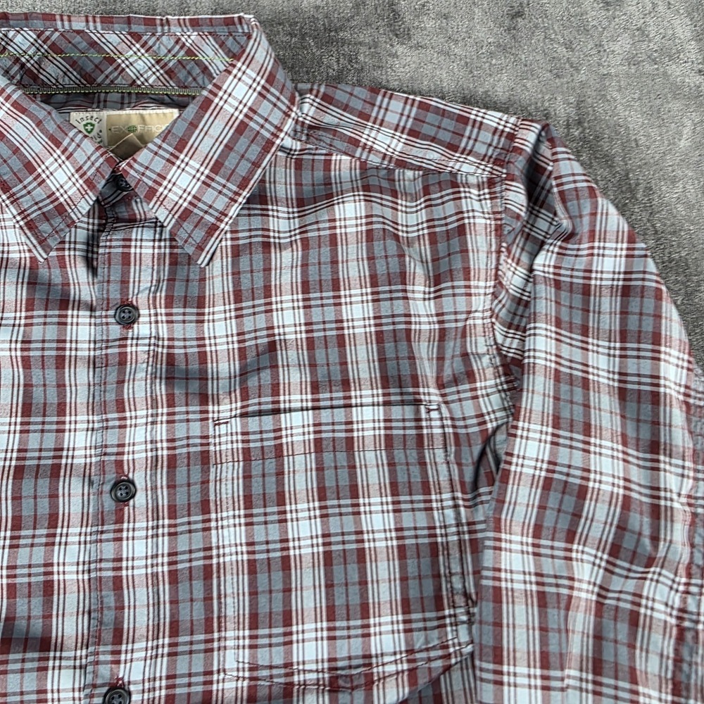 Exofficio Insect Shield Shirt Mens Medium Red Gray Plaid Fishing Outdoor M - Picture 5 of 10